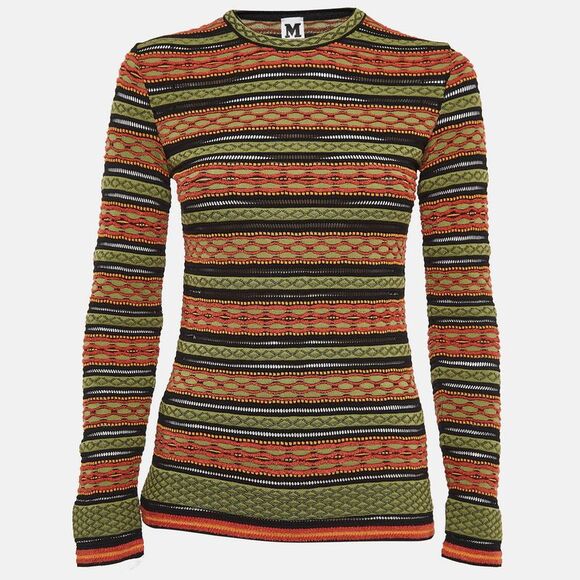 M Missoni Green Patterned Knit Full Sleeve Top L